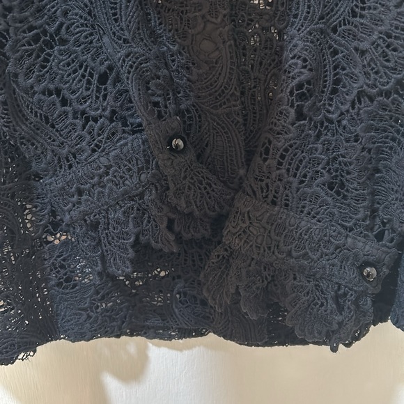 SOFT SURROUNDING LACE CROCHET TOP BLOUSE WOMEN SIZE S BLACK TWO PIECES - Picture 6 of 11